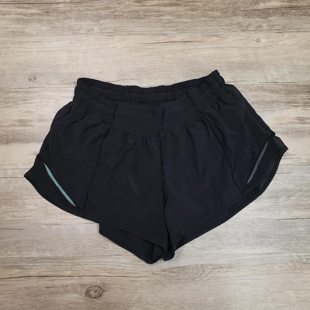 Lululemon Running Shorts Womens 6 Black Lined Reflective Athletic 3 Inseam Gym